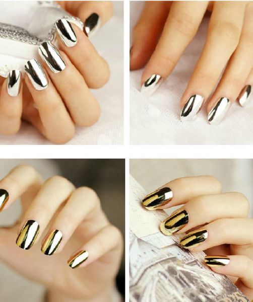 Adesivos Unhas Dourado / Prata (24 peças)